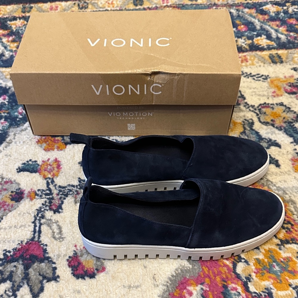 Brand new Vionic Navy Suede Slip-On Casual Shoes